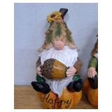 Fall Gnome Pumpkin Resin Statue- set of 2