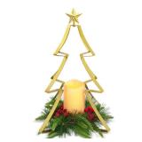 Christmas Tree Metal Candle Holder and Christmas Bows Bundle