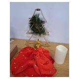 Christmas Tree Metal Candle Holder and Christmas Bows Bundle