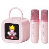 Kinglucky [New 2025 All-in-One Kids Audio Player, No Wi-Fi or Cards Needed, Built-in Stories, White Noise, Pixel Display, 2 Mics & Bluetooth, Screen for Toddlers & Girls (Pink)