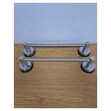 Adjustable Suction Cup Towel Bar for Bathroom Wall, 14.6Inch~24 Inch Towel Racks Brushed Nickel Towel Rack (2pcs Silver)