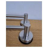 Adjustable Suction Cup Towel Bar for Bathroom Wall, 14.6Inch~24 Inch Towel Racks Brushed Nickel Towel Rack (2pcs Silver)