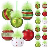 18 Pcs 2.4 Inch Christmas Ball Ornaments with Fuzzy Hair