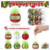 18 Pcs 2.4 Inch Christmas Ball Ornaments with Fuzzy Hair