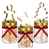 3 Pcs Christmas Glass Storage Jars with Airtight Metal Lid 9.5 oz
