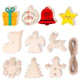 100Pcs Wood Slices, 3.5" Wooden Christmas Shapes-Unfinished