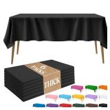 6 Pack Plastic Table Cloth, Black Thick Tablecloths Rectangle Table Cover 54 x 108 Inch