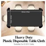 6 Pack Plastic Table Cloth, Black Thick Tablecloths Rectangle Table Cover 54 x 108 Inch