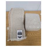 Upgraded Waffle Bath Mat with Fringe, Set of 2