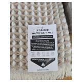 Upgraded Waffle Bath Mat with Fringe, Set of 2