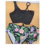 Teen Swimsuits Size 13/14 Kids Bikini Tropical Floral Cutout Swimming Bathing Suits for Girl with Cover Up