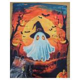Halloween Bundle Set, Ghost Towel, Ghost Light-Up Flag, and Vampire Fangs Decor