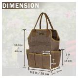 Canvas Garden Tool Bag, Grey, 9.5 x 6 x 15.5 In