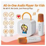 Kinglucky [New 2025 All-in-One Kids Audio Player, No Wi-Fi or Cards Needed, Built-in Stories, White Noise, Pixel Display, 2 Mics & Bluetooth, Screen for Toddlers & Girls (Pink) - Retail: $30