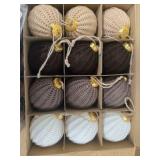 Knitted Christmas Ornament Set, Velvet Ornament Set, and Ribbons