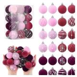 2 Sets of Namalu Lavender 24 Pcs 1.57 Inches Velvet Ornaments