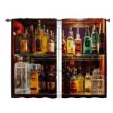 Wine Bottle Kitchen Curtains 2 Panels Set 28"x36" ,12 Pack Plastic Table Cloth, Black Thick Tablecloths 54 x 108 Inch
