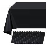 Wine Bottle Kitchen Curtains 2 Panels Set 28"x36" ,12 Pack Plastic Table Cloth, Black Thick Tablecloths 54 x 108 Inch