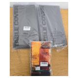 Wine Bottle Kitchen Curtains 2 Panels Set 28"x36" ,12 Pack Plastic Table Cloth, Black Thick Tablecloths 54 x 108 Inch