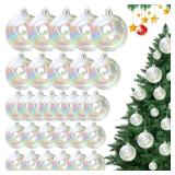 60Pcs Iridescent Ornaments Balls Clear Plastic Ornaments