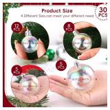 60Pcs Iridescent Ornaments Balls Clear Plastic Ornaments