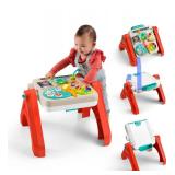 Fisher-Price Baby & Toddler Toy Laugh & Learn 4-in-1 Activity Table & Art Easel with Educational Music for Ages 6+ Months, Multilanguage Version - Retail: $57