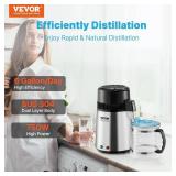 VEVOR Water Distiller, 4L/1.1 Gallon Pure Water Purifier Filter for Home Countertop, 750W Distilled Water Maker, Stainless Steel Interior Distiller Water Making Machine to Make Clean Water, Silver - R