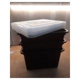 IRIS USA File Box, Plastic File Organizer with Lids for Letter/Legal File, Portable Document Box For Moving, Storage Bin with Durable and Secure Lid, Stackable Nestable BPA-Free, Black 35 Qt. 3 Pack