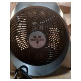 VH240 1500-Watt Black Indoor Electric Fan Space Heater with Adjustable Thermostat, 3-Heat Settings, Safety Features - Retail: $70