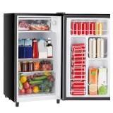Sweetcrispy 3.2 Cu.Ft Mini Fridge with Freezer Small Refrigerator Single Door Adjustable Thermostat Energy-efficient Low Noise, Compact Fridge for Bedroom, Office, Dorm (Silver Door) - Retail: $135
