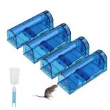 Humane Mouse Traps, Catch& Release, Reusable Rat Traps, Easy to Set and Safe for Family and Pets, No Kill for Small Rodent/Voles/Hamsters/Moles, Catcher That Works for Indoor/Outdoor, 4 Pack - Retail: