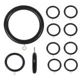 Wooden Curtain Rings 3.5 Outer Diameter, 2.5" Inner, Black Buffed Finish 12 Pack Large Decorative Drapery Rings for Rods Durable, Smooth Glide - Retail: $25"