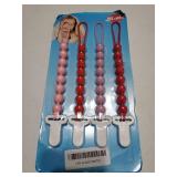 4-Pack Silicone Pacifier Clips with One-Piece Beads for Baby Boys and Girls - Flexible and Rust-Free Holders for Teething Relief and Baby Essentials, Safe for Newborns (Pink) - Retail: $6