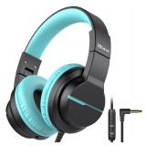 HS19 Kids Headphones with Microphone for School, Volume Limiter 74/85dBA, Over-Ear Girls Boys Headphones for Kids with Shareport, Foldable Wired for iPad/Travel (Black) - Retail: $15