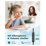 HS19 Kids Headphones with Microphone for School, Volume Limiter 74/85dBA, Over-Ear Girls Boys Headphones for Kids with Shareport, Foldable Wired for iPad/Travel (Black) - Retail: $15