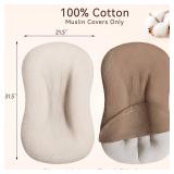 Muslin Baby Lounger Cover 2 Pack, Cotton Soft Breathable Infant Nest Slipcovers, Envelope Closure, Compatible with Snuggle Me Loungers, Machine Washable, Cover Only, for Boys Girls(Brown & Beige) - Re