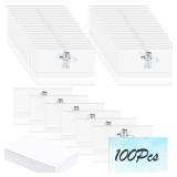 100 PCS Name Badges, Name Badges with Crocodile Clip and Safety Pin, Clear Holders Name Tags with Pins Horizontal ID Card Holder idea for School, Colleges, Offices, Corporate Event - Retail: $22