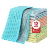Multipurpose Wire Dishwashing Rag 12 Pcs, Upgraded Double-Layer Non-Scratch Wire Dish Cleaning Cloths, Kitchen Reusable Steel Scrubber, Powerful Dishcloth Rag for Cookware, Multicolor, 7x8" - Retail: 
