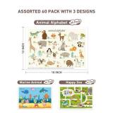 Disposable Placemats for Baby, 60 Pack Sticky Toddler Placemat for Restaurants, Dining Table, Party, Travel, 12 x 18" with 3 Designs - Retail: $11"