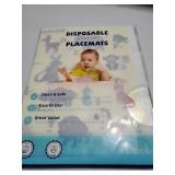 Disposable Placemats for Baby, 60 Pack Sticky Toddler Placemat for Restaurants, Dining Table, Party, Travel, 12 x 18" with 3 Designs - Retail: $11"