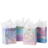 Medium Size Gift Bags-Colorful Marble Pattern Gift Bag with Tissue Paper for Shopping, Parties, Wedding, Baby Shower, Craft-4 Pack-7 X 4" X 9" - Retail: $8"