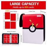 800 Card Binder 4 Pocket, Trading Card Holder Fits 800 Cards With 100 Removable Sleeves, Portable Collection Card Album, Game Card Case book With Zipper for Sports & Game Cards (800 Card 4 Pocket) - R