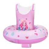 Toddler Swim Vest for Age 3-6, Swim Trainer Vests with Adjustable Strap fit for Boys Girls 29-55lbs, Children Swimsuit, Floating Tubes Swim Jackets, Beginner Learn to Swim, Purple Mermaid - Retail: $1