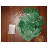 20 LED Monstera Palm Leaf String Lights, 10.3 Ft Battery Operated Tropical Palm Vine Lights for Hawaiian Party, Beach, Jungle, Indoor Outdoor Decorations - Retail: $10