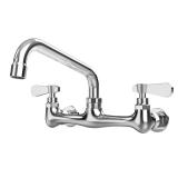 Kitchen Faucet Wall Mount Commercial Sink Faucet Kitchen Utility Laundry Swivel Spout 2 Dual Handle Restaurant Chrome Mixer Tap - Retail: $54