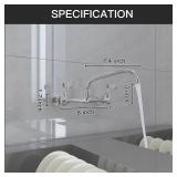 Kitchen Faucet Wall Mount Commercial Sink Faucet Kitchen Utility Laundry Swivel Spout 2 Dual Handle Restaurant Chrome Mixer Tap - Retail: $54