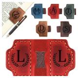 Custom Magnetic Bookmarks with Pen Holder, Personalized 26 Letters Name Initial Leather Bookmark, Leather Book Mark for Men Women Teachers, Readers Book Lovers Gifts (Red, L) - Retail: $8