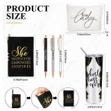 6 Pcs Best Boss Birthday Gift Set Thank You for Women Boss Day Appreciation Day Gift 20oz Rustic Marble Sign Tumbler Makeup Bag A6 Notepad with Ballpoints Leader Manager Supervisor(Black) - Retail: $2