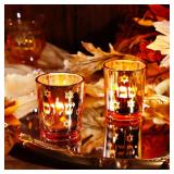 Set of 2 Shabbat Candles Holders Gold Jewish Judaica Gift Set Electroplated Glass Modern Shabbat Candlestick Holders for Tea Lights Hanukkah Gifts - Retail: $14