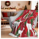 Christmas Plaid Throw Blanket, Soft Cozy Snowflake Reindeer Blanket, Christmas Throw Blankets for Couch Bed Home Decor Gifts 40x30" - Retail: $10"